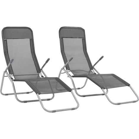 vidaXL Tumbonas plegables 2 unidades textilene gris antracita (1/5)