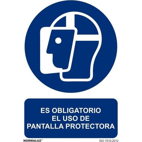 Señal de obligación Es Obligatorio El Uso de Pantalla Protectora, con tintas UV SEKURECO 100 x 150 mm ADHESIVOS DE VINILO (1/2)