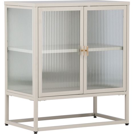 Vitrine 2 Portes Design "Garis" 80cm Beige (1/5)