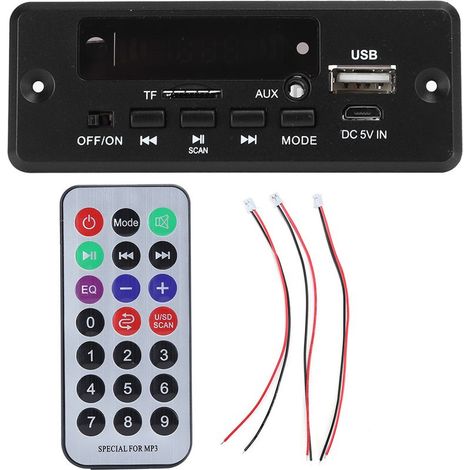 Carte décodeur MP3 Bluetooth, affichage numérique, amplificateur, Module de lecteur 2x3W, fournitures noires (1/5)