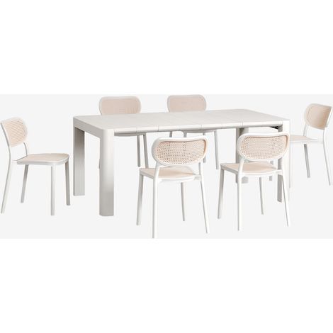 Set tavolo rettangolare Arnadine (180x100 cm) e 6 sedie da pranzo impilabili Omara SKLUM