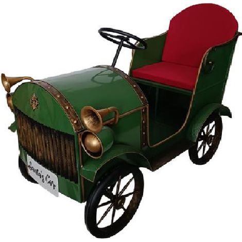 La Macchina di Babbo Natale in Metallo Verde Antico cm 156 Decorazione Natalizia fari  volante e ruote allestimenti festivita' (1/4)