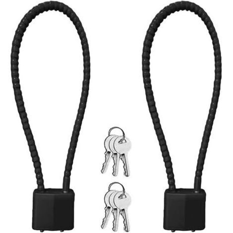 Lot de 2 cadenas à câble avec clé, cadenas robuste avec longue anse et 3 clés, plus grand espace de fermeture, pour valise, portail, vélo, garage, salle de sport, casier (1/5)
