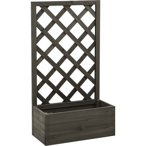 Fioriera da giardino a traliccio grigia 50 x 25 x 90 cm in legno di abete 020000875