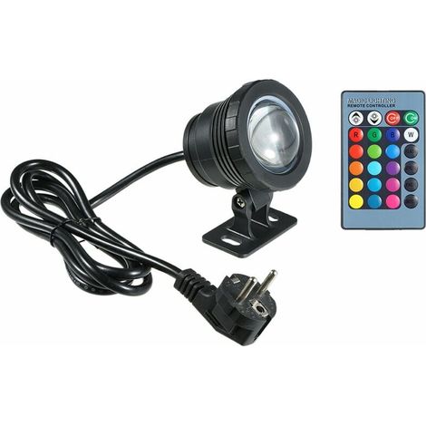AC85-265V 20W (tatsächliche Leistung ist 10W) RGB-LED-Unterwasserlicht mit Fernbedienung EU-Standard Schwarz
