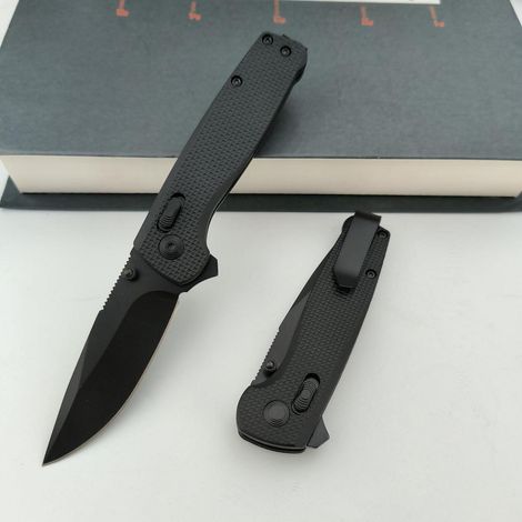 Couteau pliant avec clip de poche, couteau EDC pour la chasse et le camping, acier 7CR13MOV, noir
