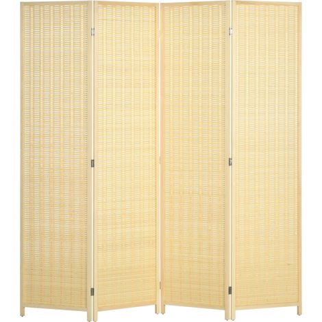 Paravento pieghevole a 4 pannelli in bambù 180 x 180 cm naturale MODENUIT (1/5)