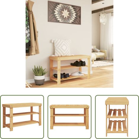 vidaXL Meuble en bambou - Étagère à chaussures 3 niveaux 70x27,5x45 cm bambou (1/5)