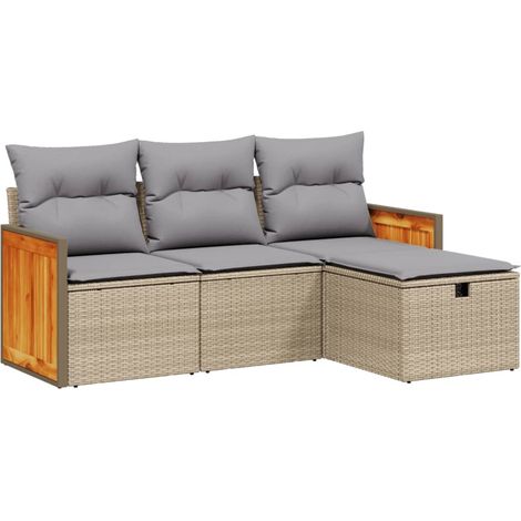 Maison Exclusive - Juego de sofás jardín con cojines beige mezcla (1/4)