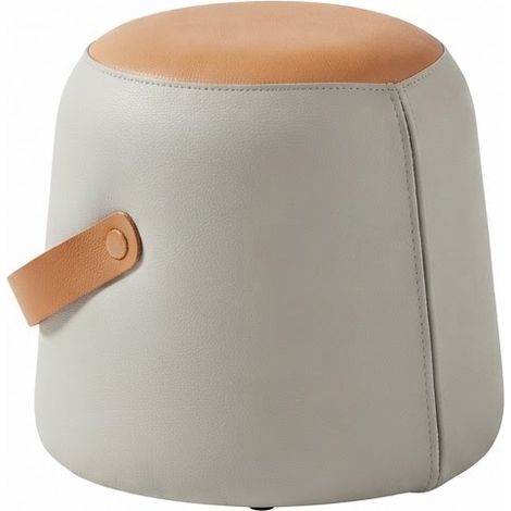 ELVMI Poggiapiedi Ottomano Imbottito con Maniglia per Trasporto, Seduta Ausiliaria in PU Grigio e Arancione (1/5)