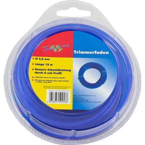 TrendLine Ersatzfaden Ø 2,0 mm Länge 15 m Trimmerfaden Mähfaden Blau Nylon