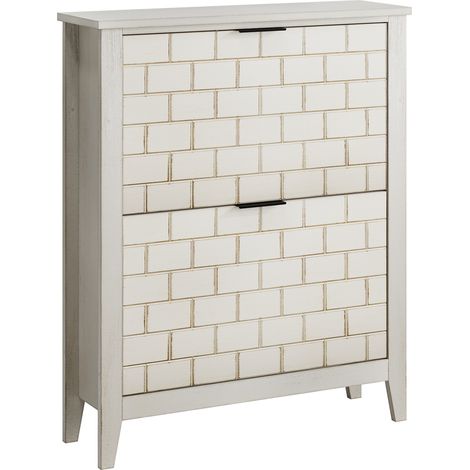 CHICFURN Scarpiera 80 x 24,1 x 97,4 cm in MDF bianco, 2 ribalte, ingresso (1/5)