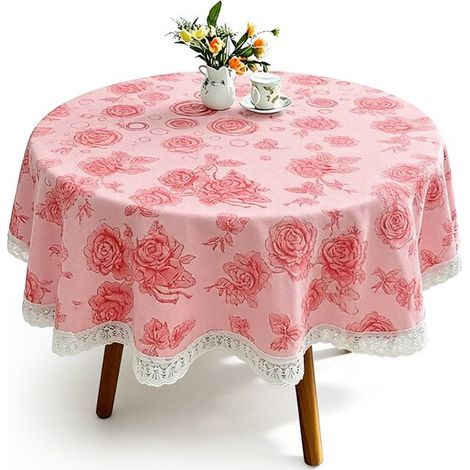 Nappe ronde lavable. Nappe ronde imperméable en vinyle PVC. Nappe ronde en plastique. Protège-table rond pour la cuisine et la salle à manger. Résistante à l'huile et... (1/5)