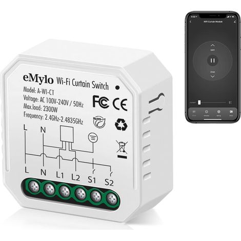 Mini Smart Wifi Interrupteur de Rideau Télécommande Sans Fil AC 220V Module de Relais Intégré 10A DIY Minuterie Commande Vocale Double pour, Stores, Roulant (1/5)