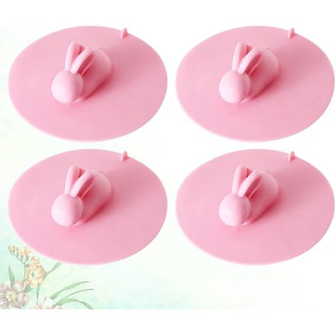 4pcs salle de bainrose, bouchon de lapin de cuisine, éviers style salle de bain couverture de linge drain, crépine bouchon bouchon conception douche pour sceller les cheveux et le sol baignoire
