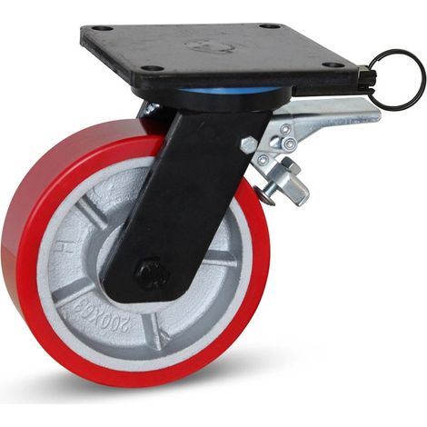 Roue pivotante extra lourde freinée - MESO - PU - 150mm - 1000kg - Platine
