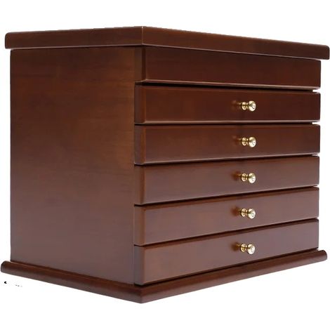 Organizzatore di gioielli, design a 6 livelli, elegante struttura in legno, effetto legno (1/2)
