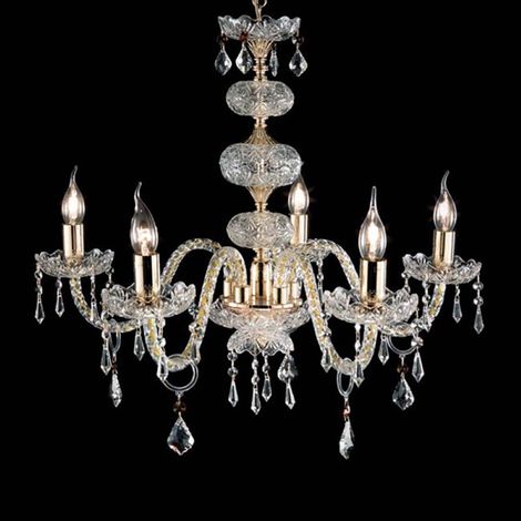 Lampadario sospeso DALLAS D75 cm in cristallo con finiture oro da 5  luci (1/2)