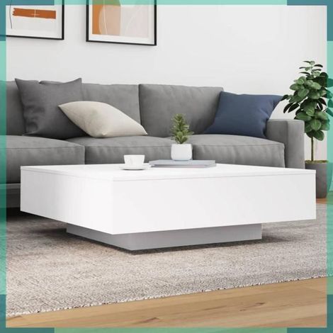 836595 Table basse blanc 100x100x31 cm bois d'ingénierie (1/5)