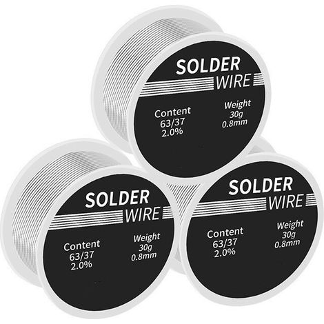 3 piezas de alambre de soldadura electrolítica, 0,8 mm 63 37, alambre de soldadura de reparación, baja temperatura, alta pureza, alambre de estaño con núcleo de resina, rollos pequeños
