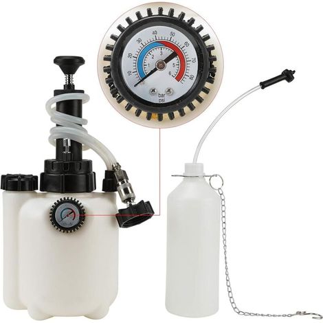 Purgador de frenos de coche de 3 l, purgador de líquido de frenos, con adaptador E20, presión de trabajo de 10 a 30 PSI, purgador de frenos (1/4)