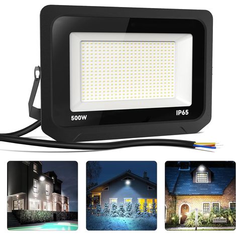 2x 500W Projecteur Exterieur LED, 50000LM Spot LED Extérieur, 3000K Blanc Froid IP66 Imperméable Spot LED, Sécurité Floodlight pour Jardin Cour Terrasse Square Usine