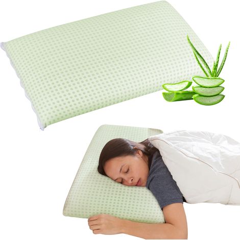 Guanciale In Memory Foam Microforato Profumato Aromaterapia Cuscino Letto Saponetta Prodotto Italiano Traspirante Sfoderabile Colorato Anallergico Aloe