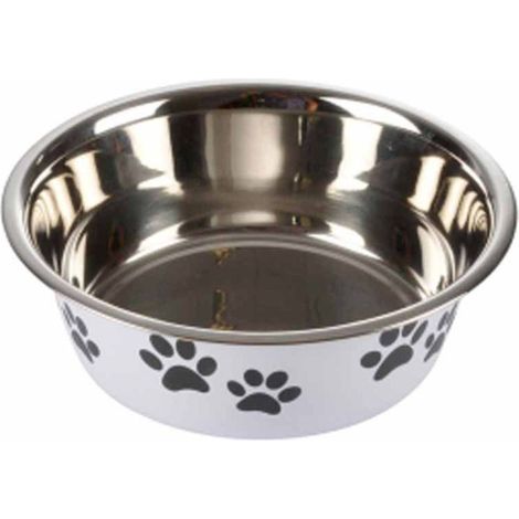Gamelle pour Chien & Chat "Motifs Pattes" 21cm Blanc