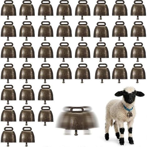 Lot de 40 mini-cloches pour vaches, clochettes pour colliers de chèvres, clochettes en fer et cuivre pour animaux de la ferme, petites clochettes pour animaux de compagnie (Noël). (1/5)