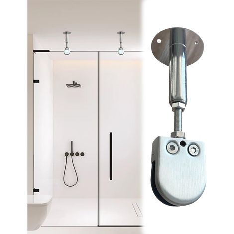 Barre de support télescopique verticale pour paroi douche (1/5)