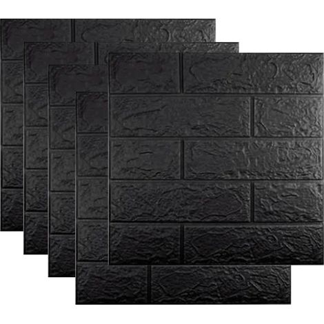 Lot de 10 papiers peints noirs 3D autocollants muraux, imperméables et faciles à poser et à décoller, 35 x 38 cm (1/5)