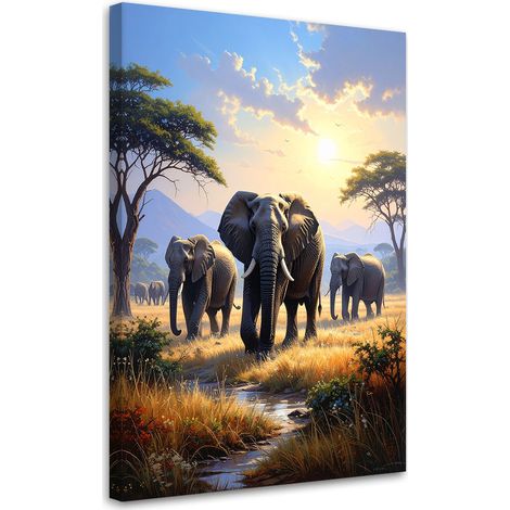 Bilder Afrikanische Elefanten Savanne Tiere 20x30 (1/5)
