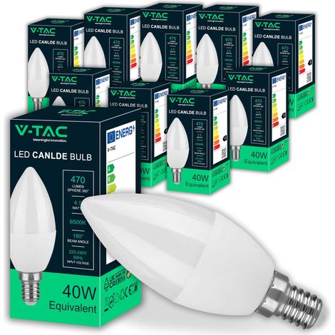 10x Ampoules LED Bougie E14-4,5W (équivalent à 40W) 470 Lumen - 6400K Blanc Froid - Ouverture du faisceau lumineux 180° - Ampoule Efficacité Maximale et Économie d'Énergie (1/5)