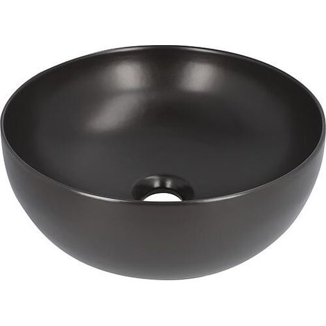 Vasque à poser Elanda 400x400mm céramique sans trou robinet, noir mat (1/3)