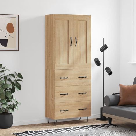 Highboard Sonoma-Eiche 69,5x34x180 cm Holzwerkstoff (1/5)