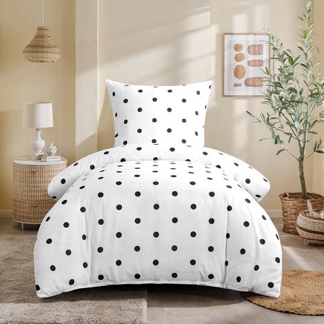 Bettwäsche-Set 155x220 cm mit Polka Dot Muster, Mikrofaser, Reißverschluss (1/5)