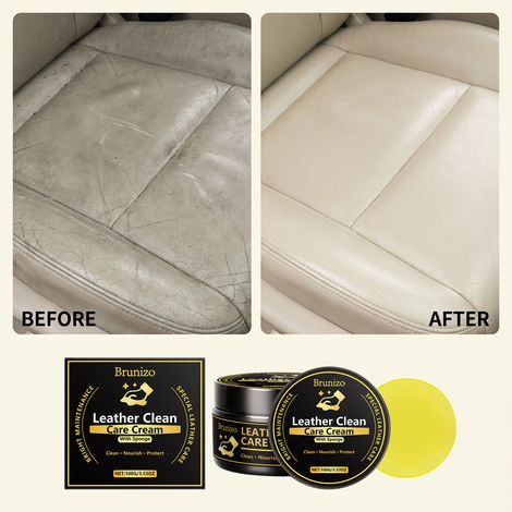 Crème d'entretien pour cuir, une crème 3 en 1 pour l'entretien, le nettoyage et la protection du cuir, pour la maison et la voiture – 100 g de crème pour cuir 1 + éponge 1 (1/5)