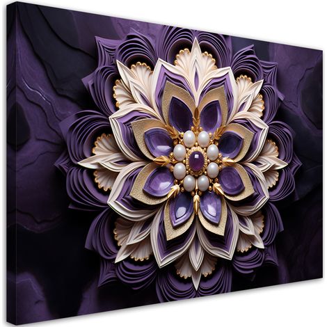 Tableau sur toile Fleur violette diamant 3D 90x60 (1/5)
