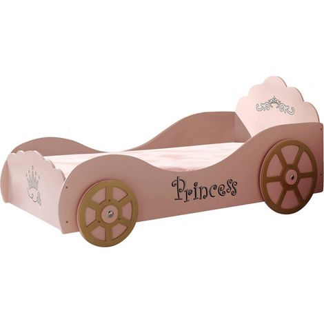 PRETTY - Lit Voiture de Princesse 90x200cm Rose (1/3)