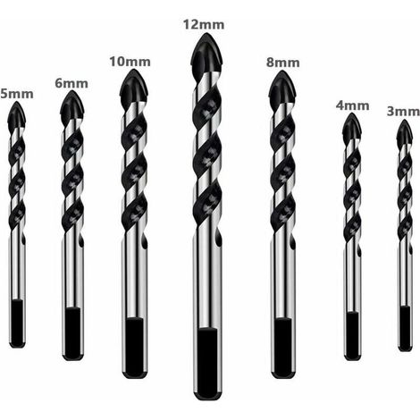 7 pieces foret set pour carrelage, verre, béton, pierre, brique, carreaux, ceramique et miroirs(3mm 4mm 5mm 6mm 8mm 10mm 12mm) (1/5)