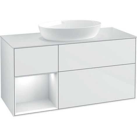V&B Waschtischunterschrank FINION 1200x603x501mm Regal glos. wh glos. wh (1/4)