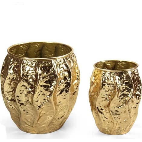 Set de 2 vases en métal doré Ø33x34 et Ø22x29 cm