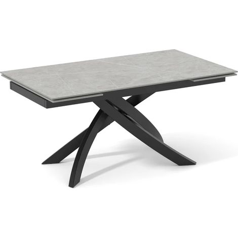 Table extensible 160 à 240 cm céramique gris marbré pied entrecroisé - ARIZONA 11 (1/5)