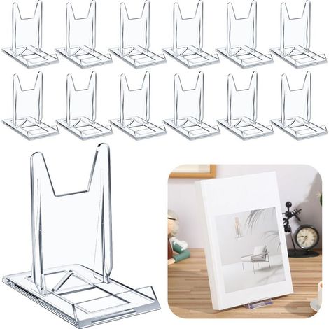 Lot de 12 présentoirs à livres en acrylique – Supports d'exposition transparents réglables (4,2 x 4,3 x 2,35 pouces) (1/5)