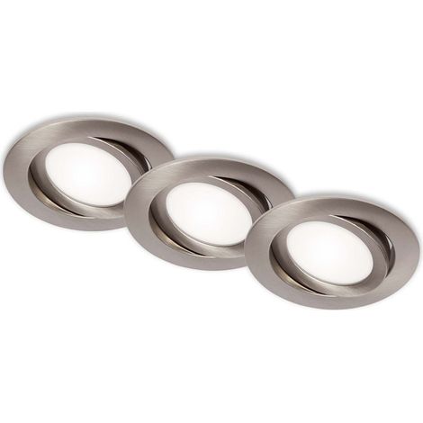 LED Einbauleuchten 3er Set schwenkbar IP23 7W silber Kunststoff Briloner
