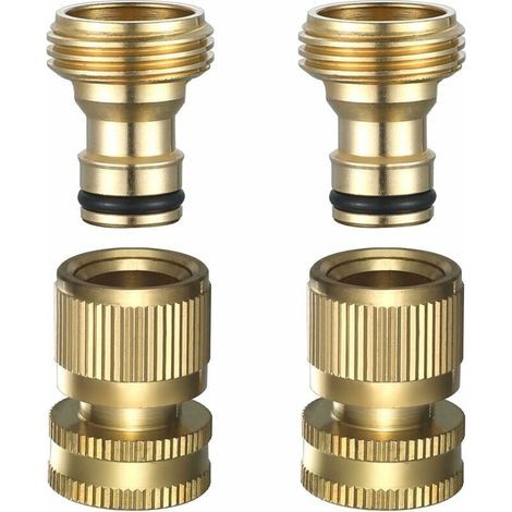 Schnellkupplungs-Gartenschlauch – Schnellkupplungs-Gartenschlaucharmaturen, Schnellkupplungs-Wasserschlauch aus massivem Messing, 3/4" GHT, 2er-Set (1/5)