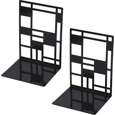 Set Buchstützen, Metall, schwarz, Designer-Buchstützen, Regal mit rutschfestem Boden (1/5)