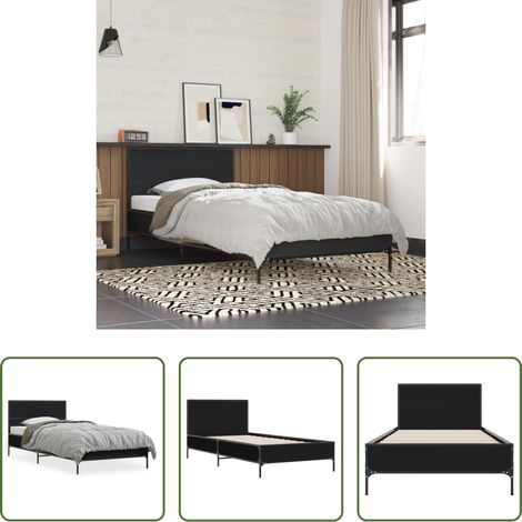 vidaXL Cadre de lit bois - Cadre de lit sans matelas noir 75x190 cm (1/5)