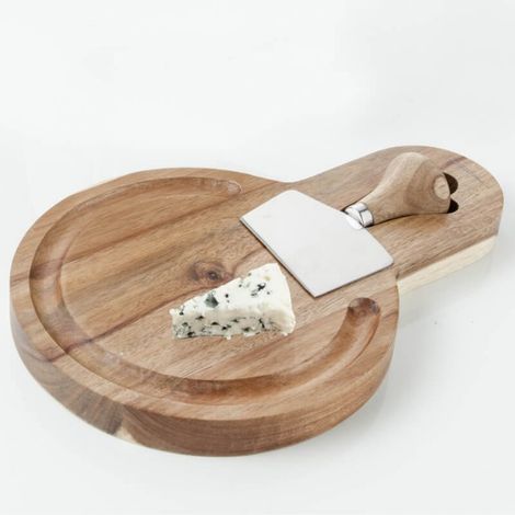 Tagliere in Legno di Acacia Brandani con Coltello Formaggio in Acciaio Inox