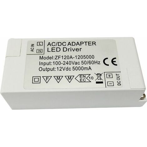Alimentation Led 12 V - Transformateur Ac 220 V Vers Dc 12 V 5 A 60 W - Pour Bandes Led Et Ampoules Led Mr16 G4 Mr11 - Unité (1/5)